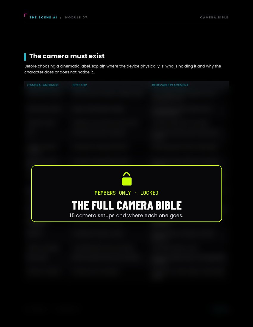 Locked preview of the Camera Bible lesson with the camera table blurred for members